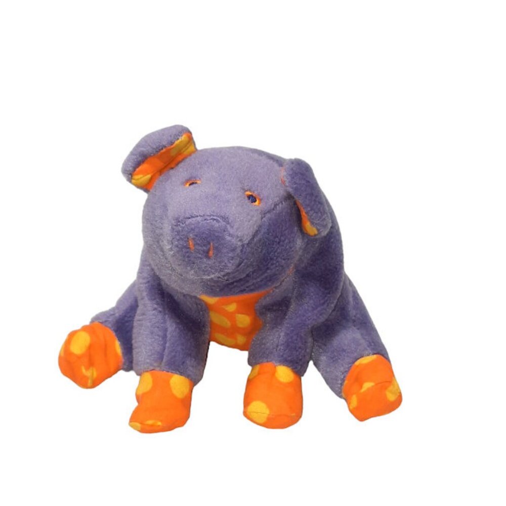 Vintage Gymboree Gymbabies Purple PIg Polka Dot Plush BeanBag Toy 6"